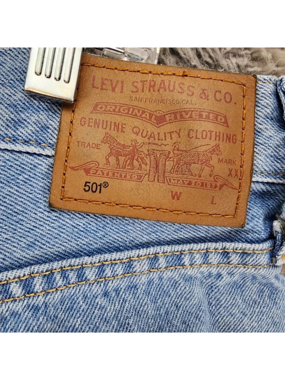 Levis Shorts Womens 34 Blue 501 Premium Big E Denim Button Fly Cutoff *Read*